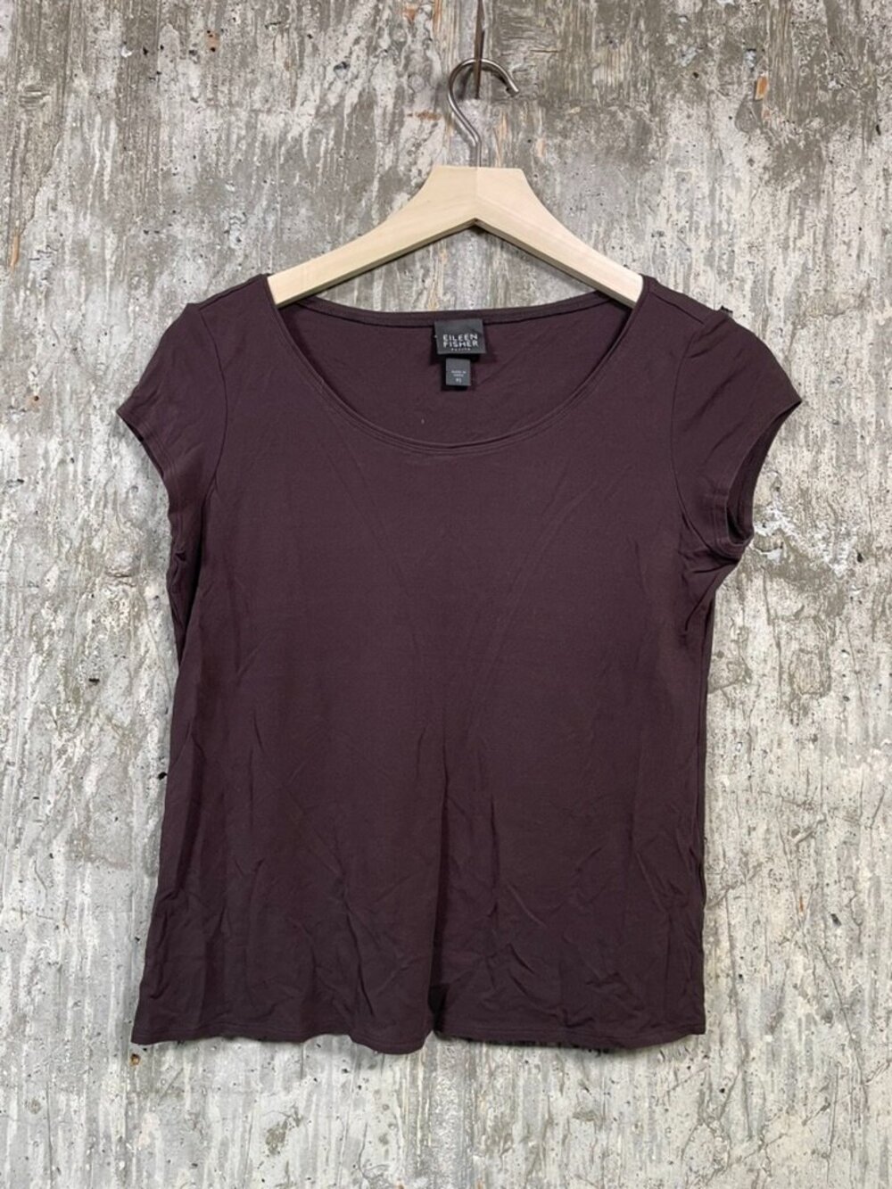 EILEEN FISHER Women's Silk Scoop Neck Short-Sleeve Tee Size PS
